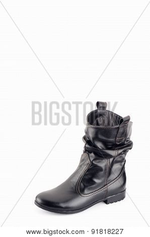 female boots isolated on white black with smooth skin