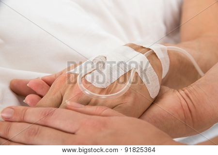 Iv Drip In Patient's Hand