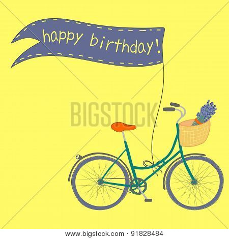 Poster with cute hand drawn city bik