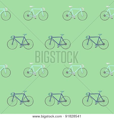 Seamless pattern with colorful hand drawn bikes