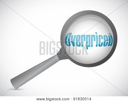 Overpriced Magnify Review Sign Concept