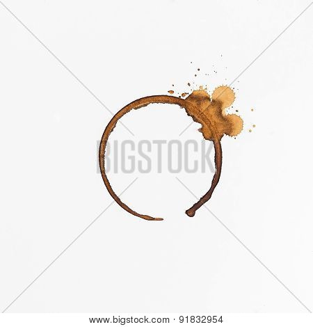 Coffee Cup Rings Isolated On A White Background.