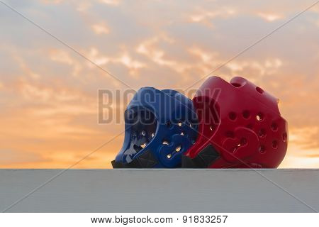 Red and Blue Taekwondo head guard