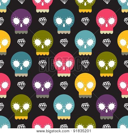 Skull Colorful Seamless Pattern