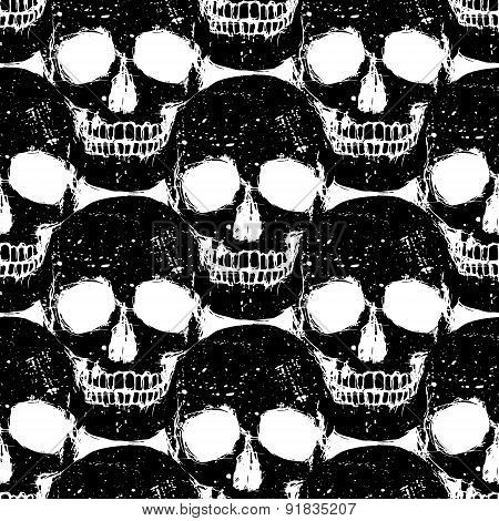 Skull Grunge Seamless Pattern