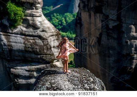 Woman enjoying nature on the mountains