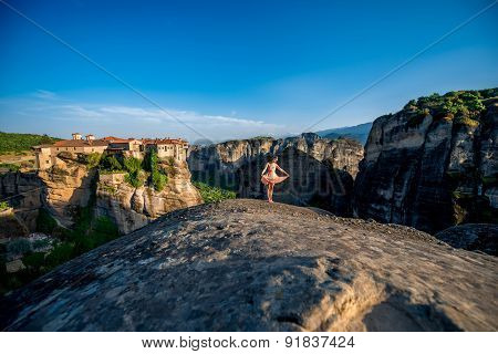 Woman enjoying nature on the mountains