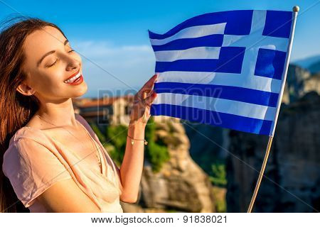 Woman with greek flag