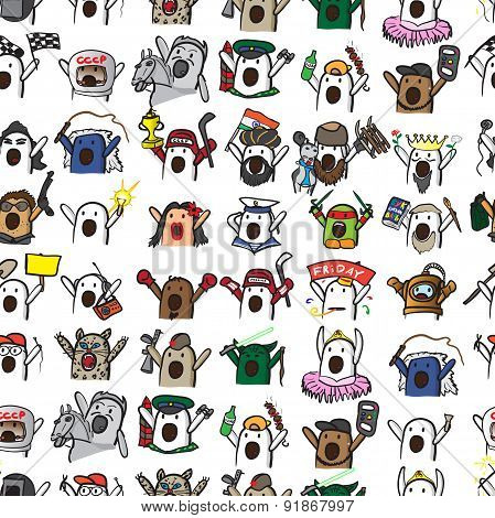 Textile Seamless Pattern Of Internet Memes Nichosi