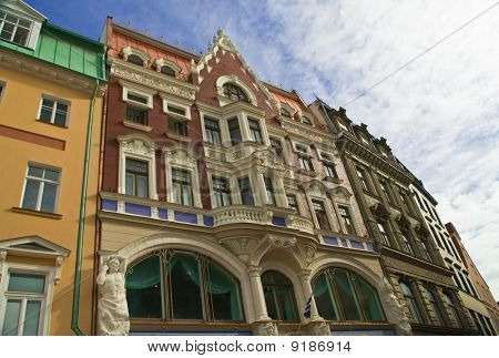 Antichi edifici In strada sulla vecchia Riga
