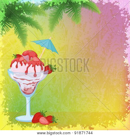 Ice Cream, Strawberries and Palm Branches