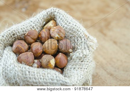 Hazelnuts In A Vintage Bag