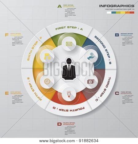 6 Steps template/graphic or website layout. Simple&Editable Vector Background.