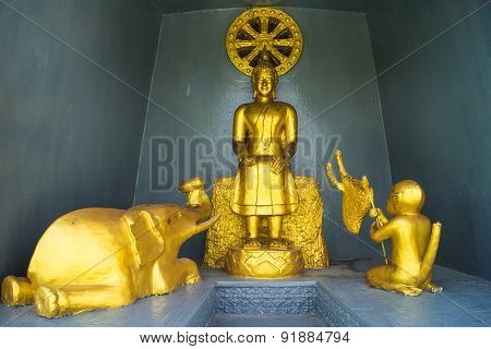 the sitting gold buddha statue