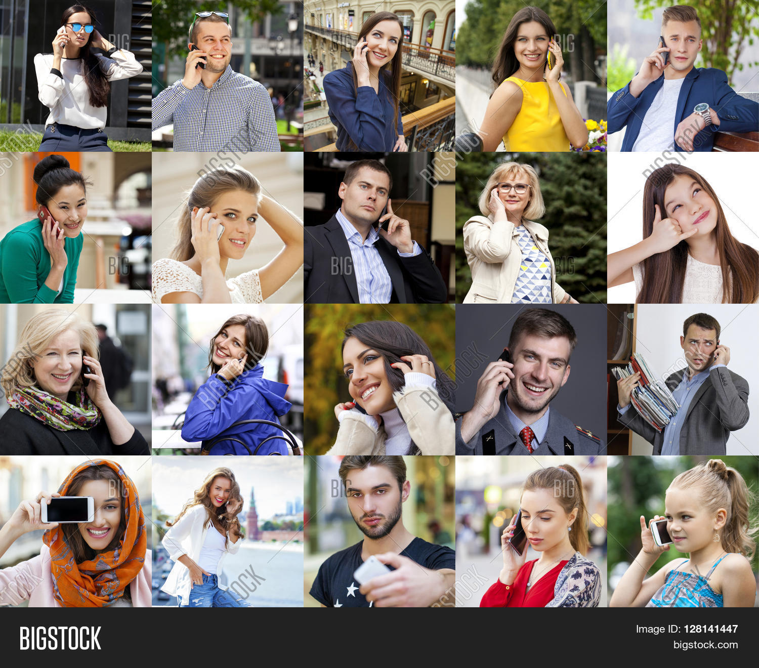 Collage People Calling Image & Photo (Free Trial) | Bigstock