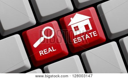 Computer Keyboard with symbols is showing Real Estate