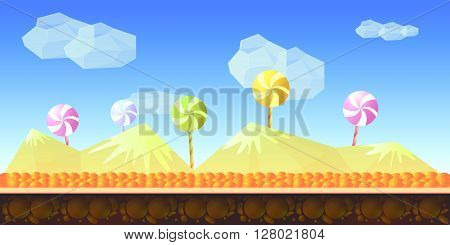 game background 2d game application. Vector design. Tileable horizontally. Size 1024x512. Ready for parallax effect