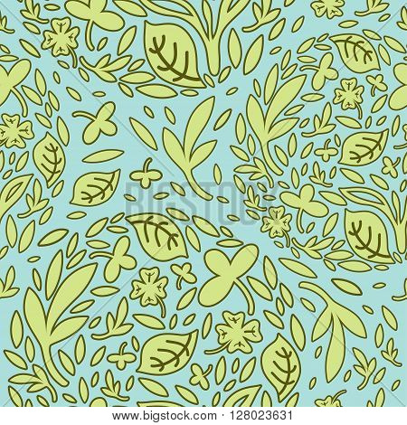 seamless pattern of green leaves decorative design