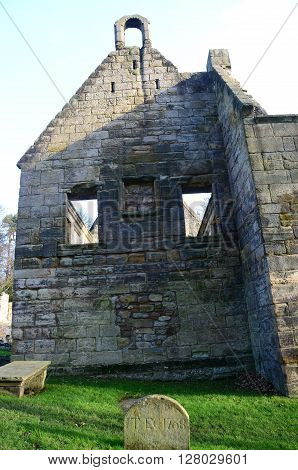 An exterior view of the ruins of St. Bridgets Kirk