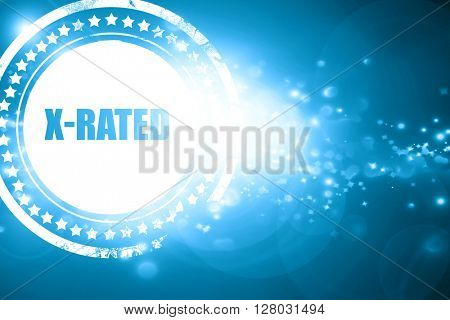 Blue stamp on a glittering background: Xrated sign isolated