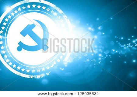 Blue stamp on a glittering background: Communist sign with red a