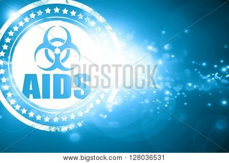 Blue stamp on a glittering background: Aids virus concept backgr