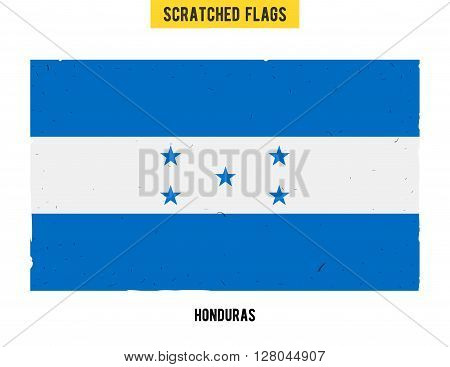 Honduran grunge flag with little scratches on surface. A hand drawn scratched flag of Honduras with a easy grunge texture. Vector modern flat design.