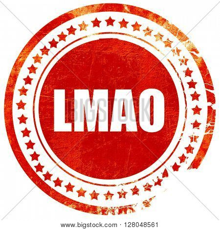 lmao internet slang, grunge red rubber stamp on asolid white background