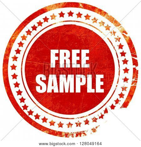 free sample sign, grunge red rubber stamp on a solid white backg