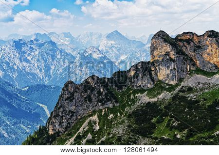 Idyllic view with high mountains in the Rofan Range. Austria; Tirol.