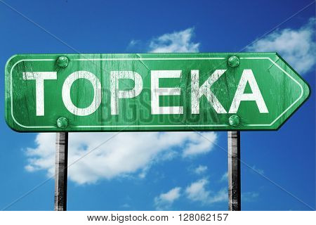 topeka road sign , worn and damaged look