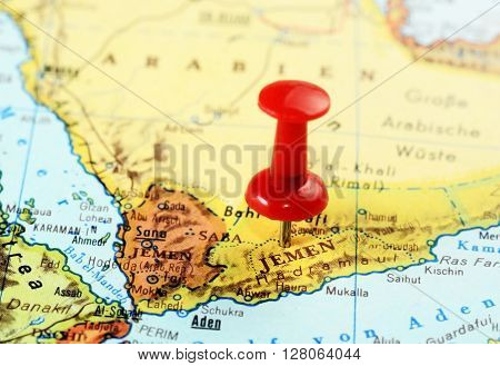 Jemen  Map  Red Pin