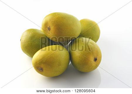 High resolution image of stacked Alphonso mangoes shot in studio