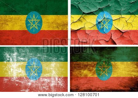 Ethiopia flag collection. 4 different flags on white background