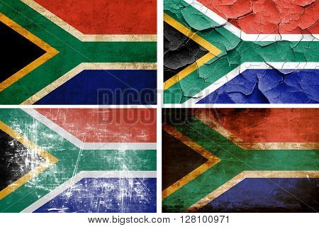 South africa flag collection. 4 different flags on white backgro