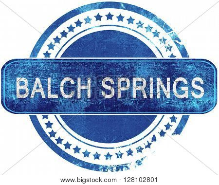 balch springs grunge blue stamp. Isolated on white.