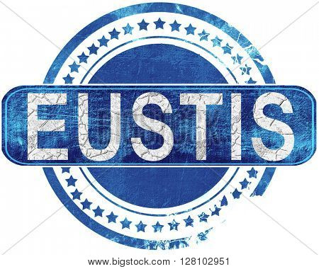 eustis grunge blue stamp. Isolated on white.