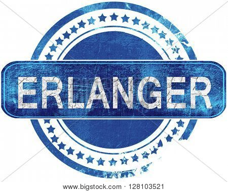 erlanger grunge blue stamp. Isolated on white.