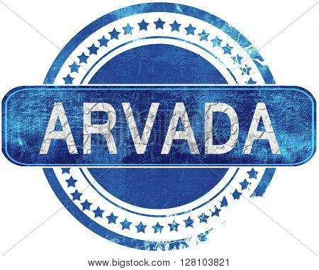 arvada grunge blue stamp. Isolated on white.