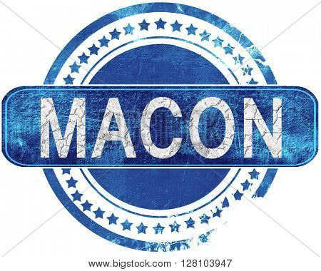 macon grunge blue stamp. Isolated on white.