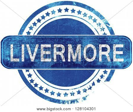 livermore grunge blue stamp. Isolated on white.