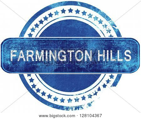 farmington hills grunge blue stamp. Isolated on white.