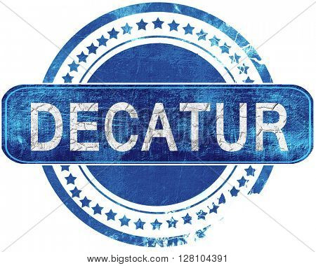 decatur grunge blue stamp. Isolated on white.