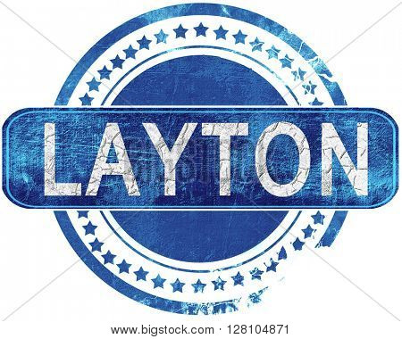 layton grunge blue stamp. Isolated on white.