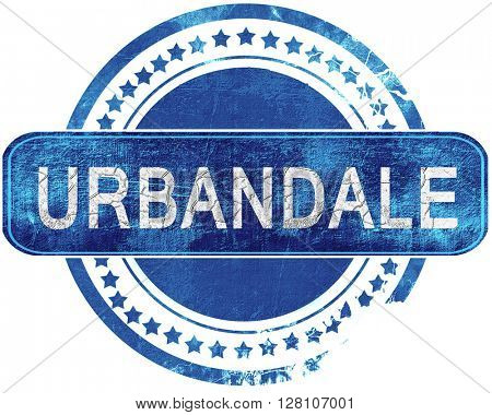 urbandale grunge blue stamp. Isolated on white.
