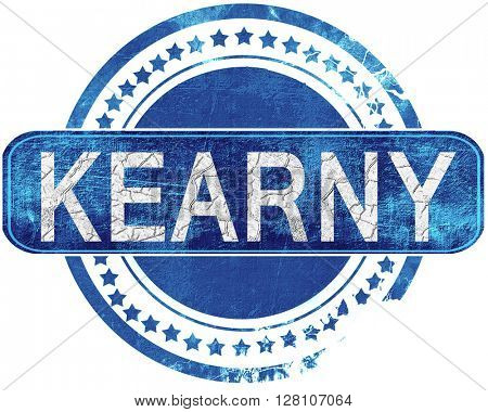 kearny grunge blue stamp. Isolated on white.