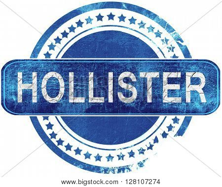 hollister grunge blue stamp. Isolated on white.