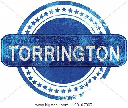 torrington grunge blue stamp. Isolated on white.