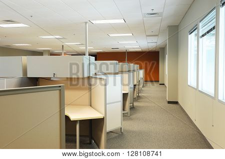 empty cubicles inside office building, place of work