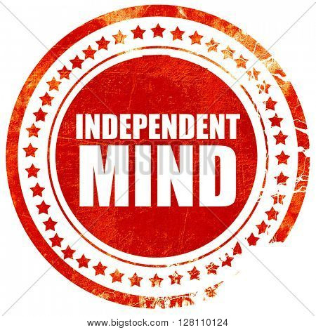 independent mind, red grunge stamp on solid background